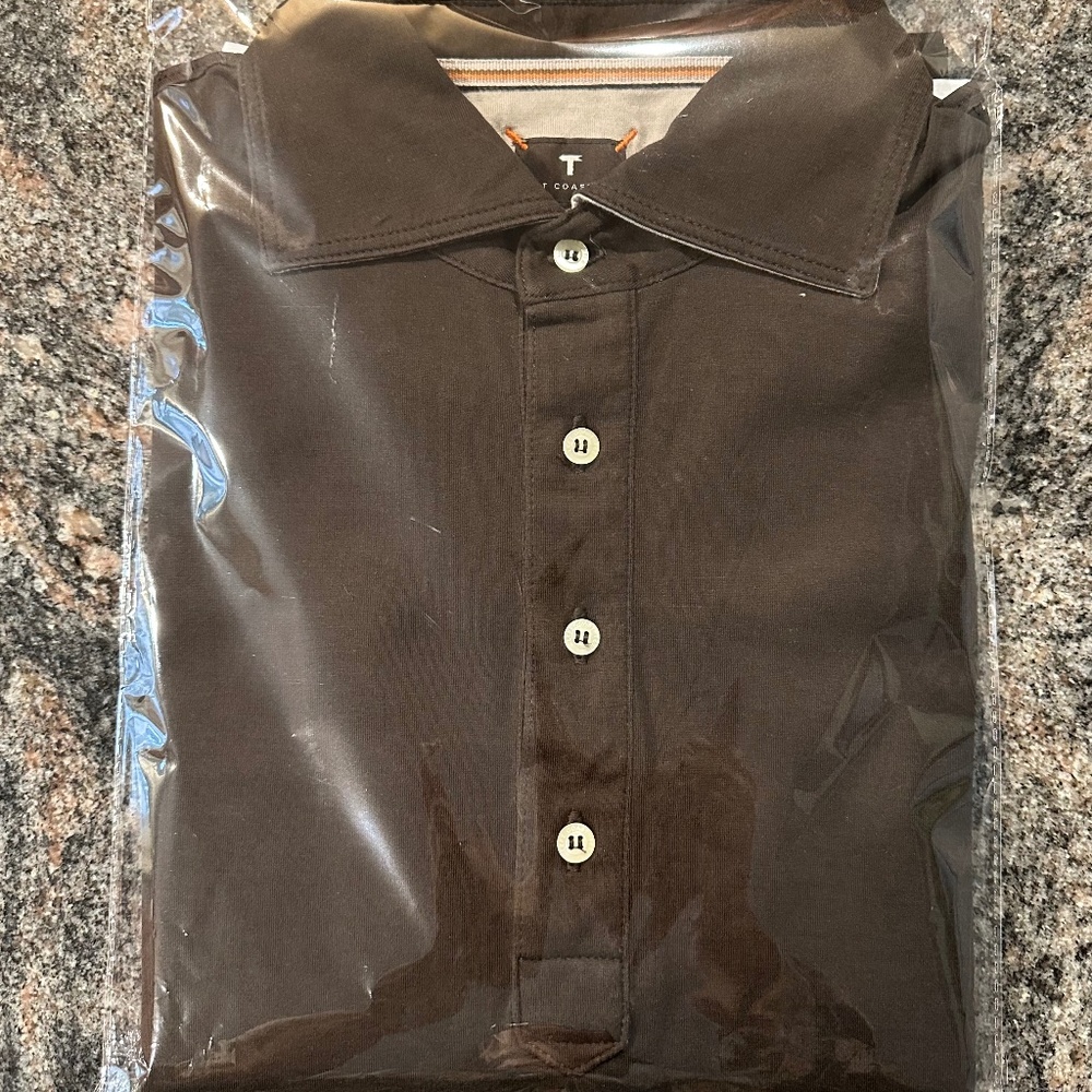 "T" Left Coast Superfine Polo / Cocoa-Brown Pima Cotton SZ M